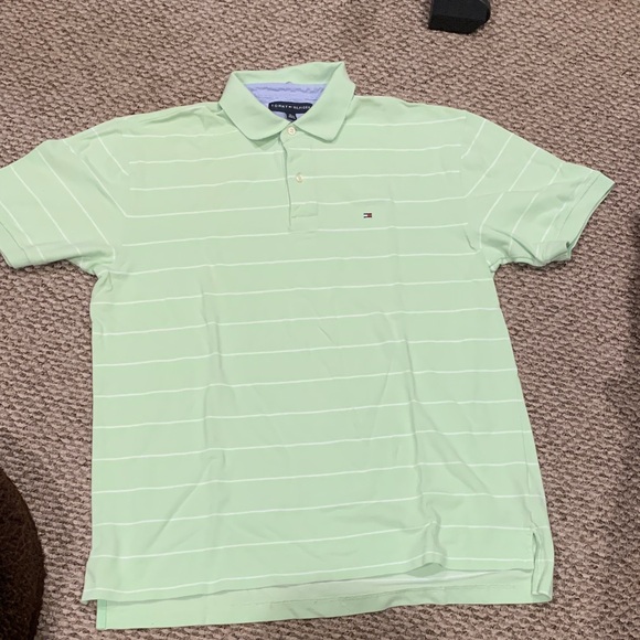 Men’s Tommy Hilfiger Men's Mint Green Striped Polo- size XL - Picture 1 of 3